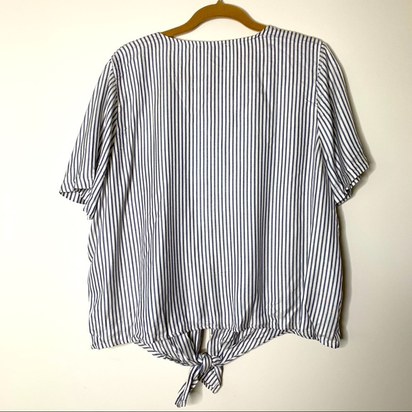 NWT Madewell Blue & White stripe Tie Waist Top XXL - Picture 5 of 5